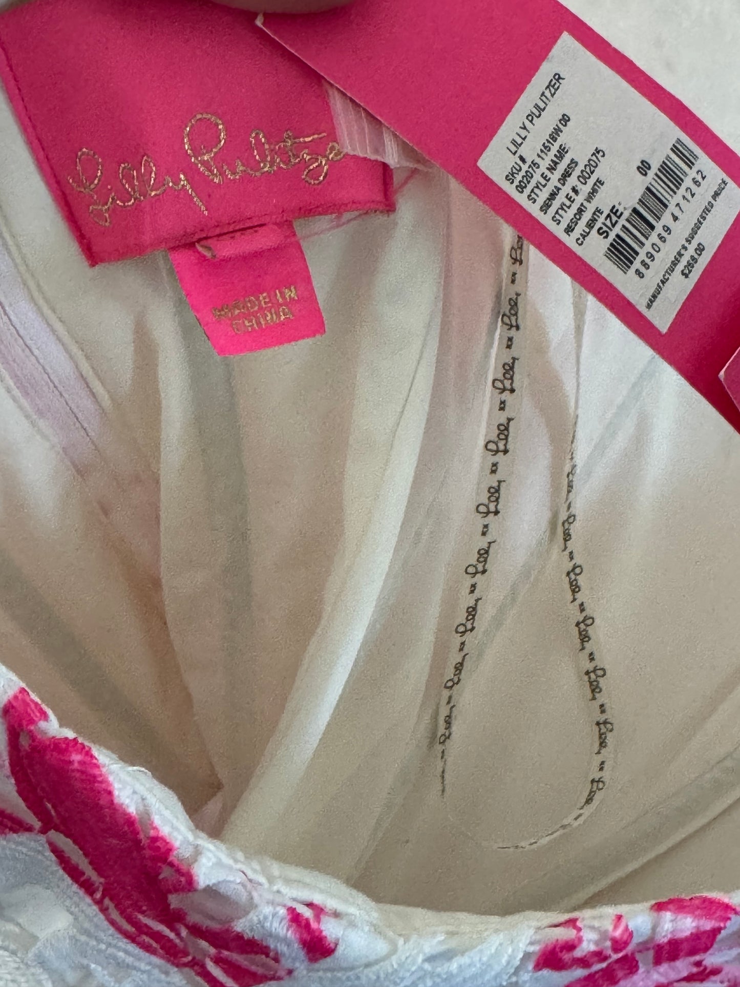 Reclaimed Lilly Pulitzer Sienna Dress in White and Pink