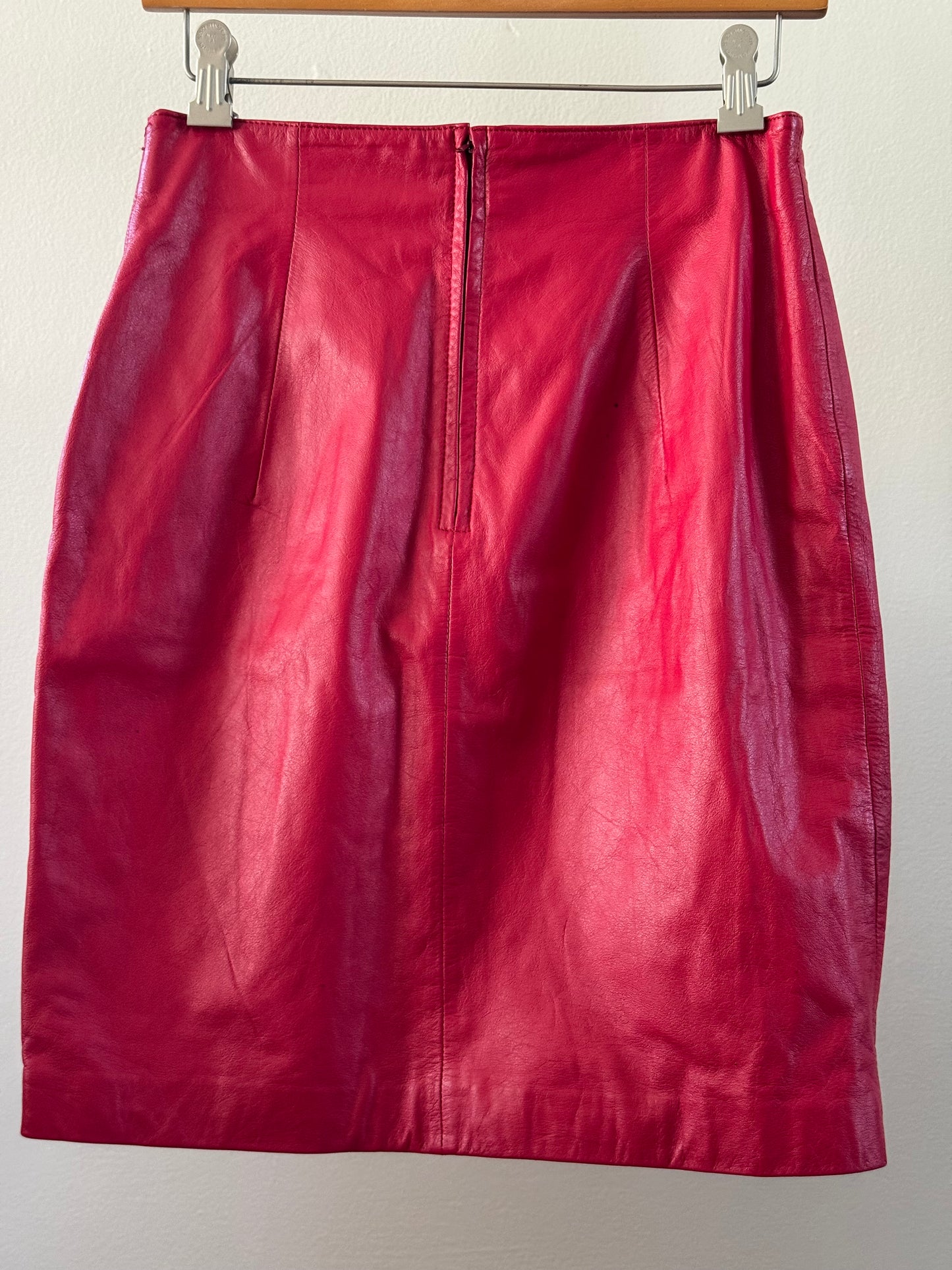 Vintage Chia Leather Mini Skirt in Red