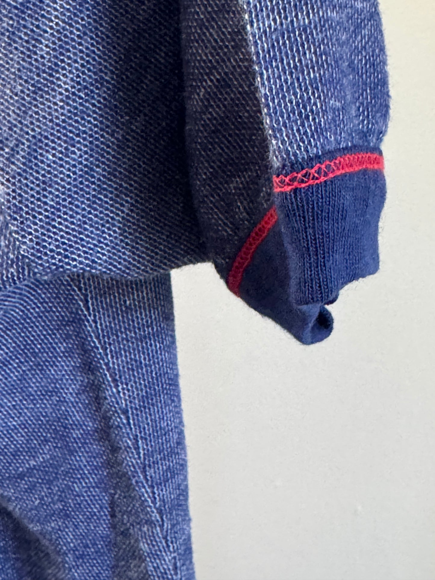 Vintage Knit Tee in Navy with Red Stitching