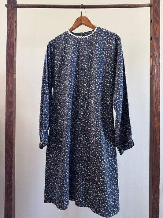 Vintage Floral Ditsy Dress in Navy