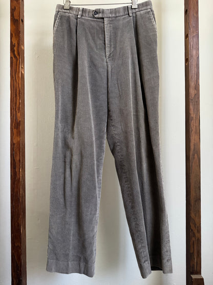 Reclaimed Gallery by Haggar Wide Wale Corduroy Trousers in Silver