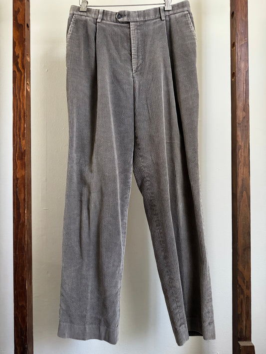 Reclaimed Gallery by Haggar Wide Wale Corduroy Trousers in Silver