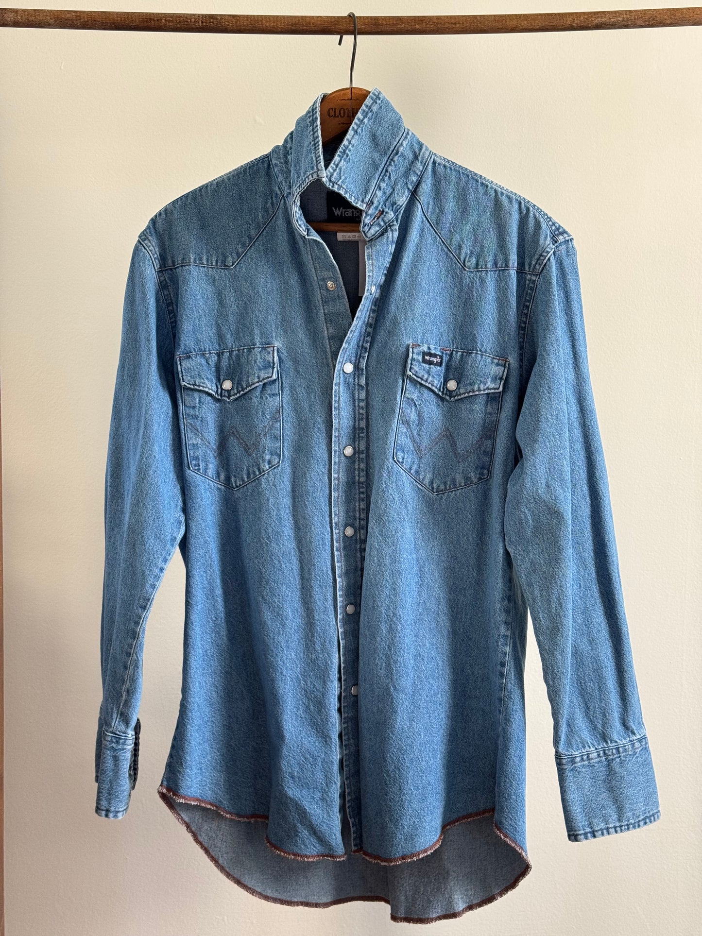 Reclaimed Wrangler Denim Shirt in Faded Blue