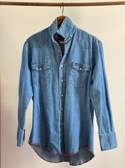 Reclaimed Wrangler Denim Shirt in Faded Blue