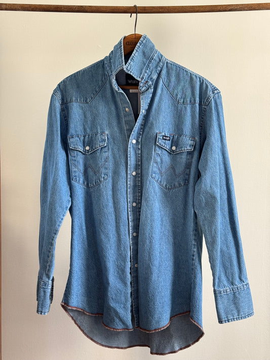 Reclaimed Wrangler Denim Shirt in Faded Blue