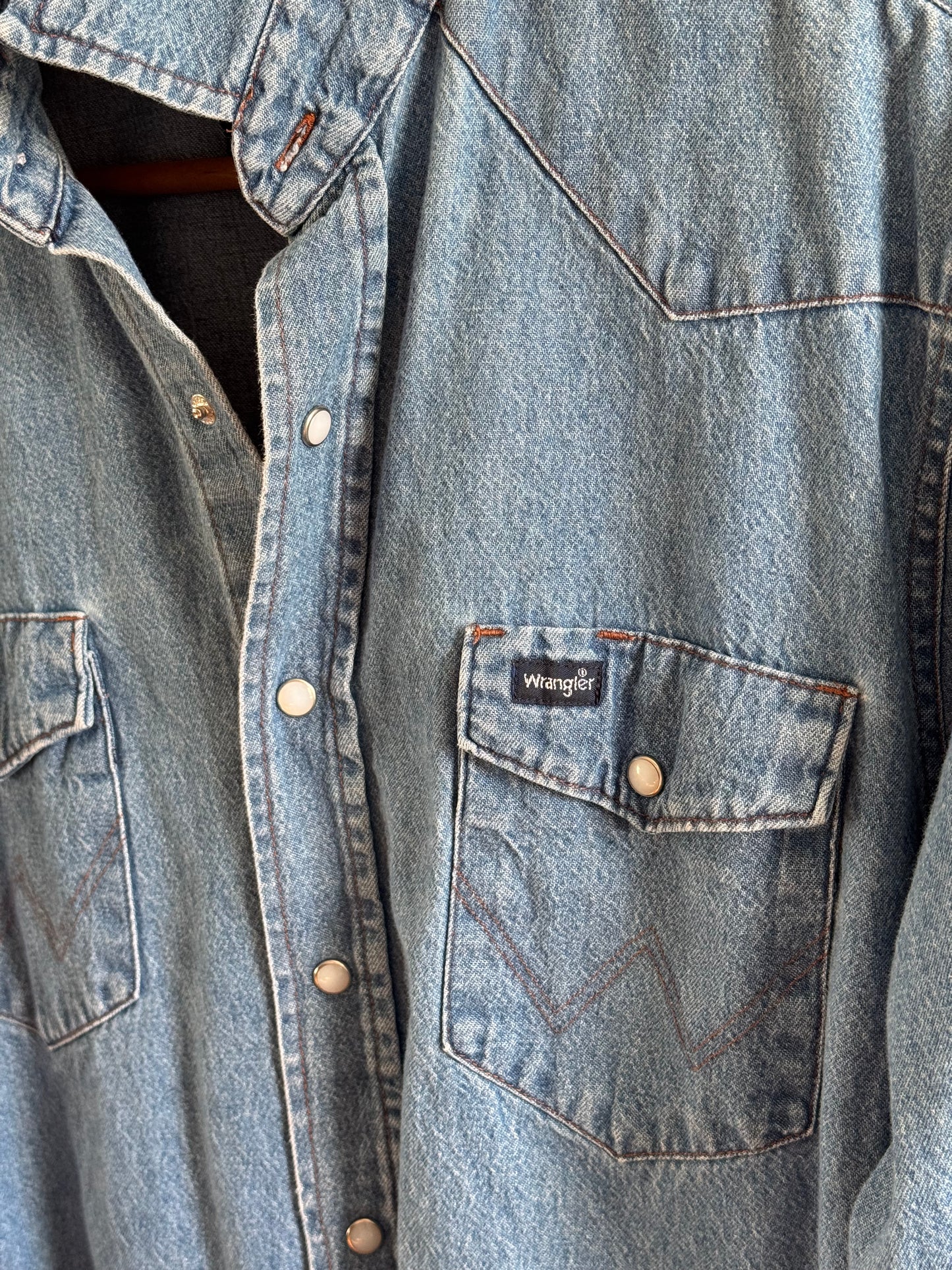 Reclaimed Wrangler Denim Shirt in Faded Blue