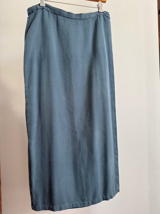 Reclaimed Eileen Fisher Silk Column Skirt in River Rock
