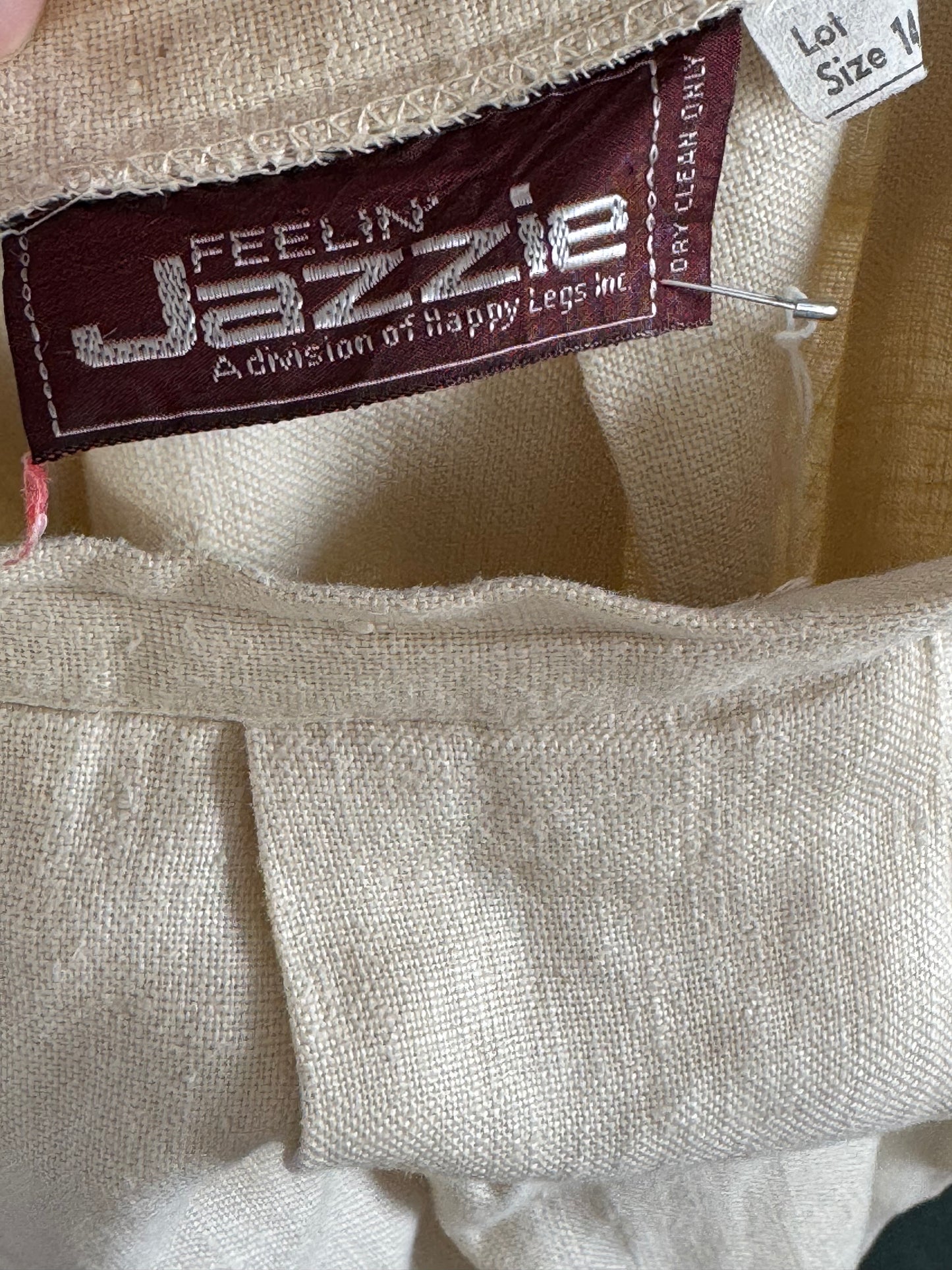 Vintage Linen Box Pleat Skirt in Cream