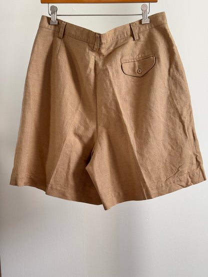 Vintage Liz Claiborne Linen Pleated Shorts in Khaki