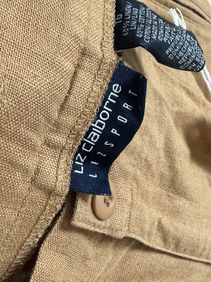 Vintage Liz Claiborne Linen Pleated Shorts in Khaki