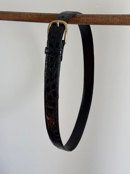 Vintage Crocodile Skin Belt in Black
