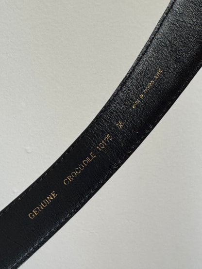 Vintage Crocodile Skin Belt in Black