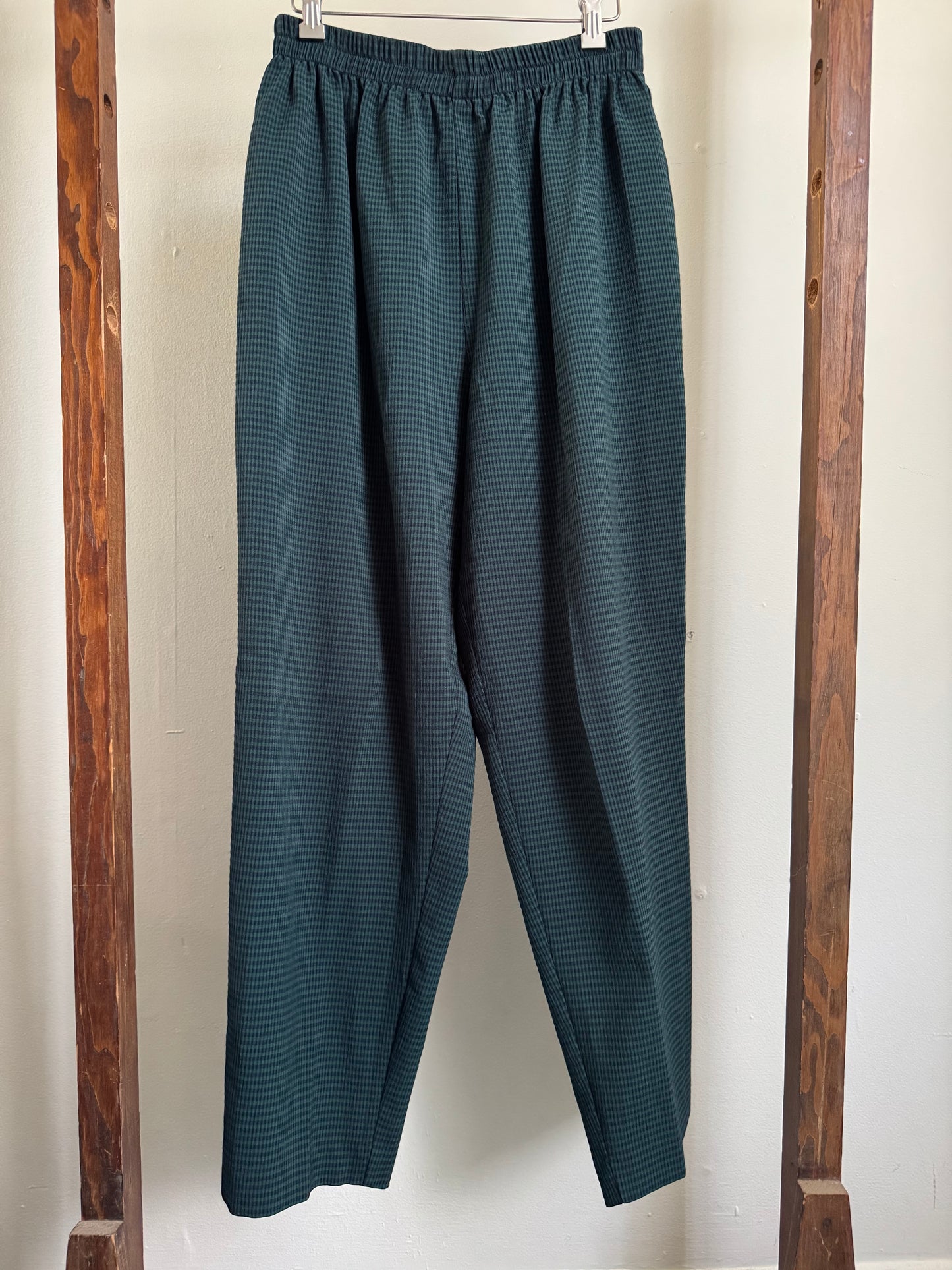 High Rise Taper Pant in Navy/Hunter Green Mini Check