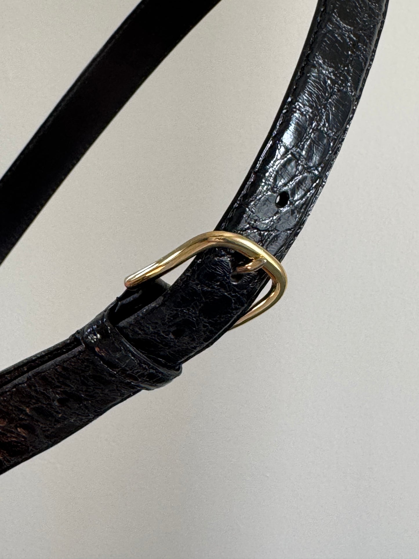 Vintage Crocodile Skin Belt in Black