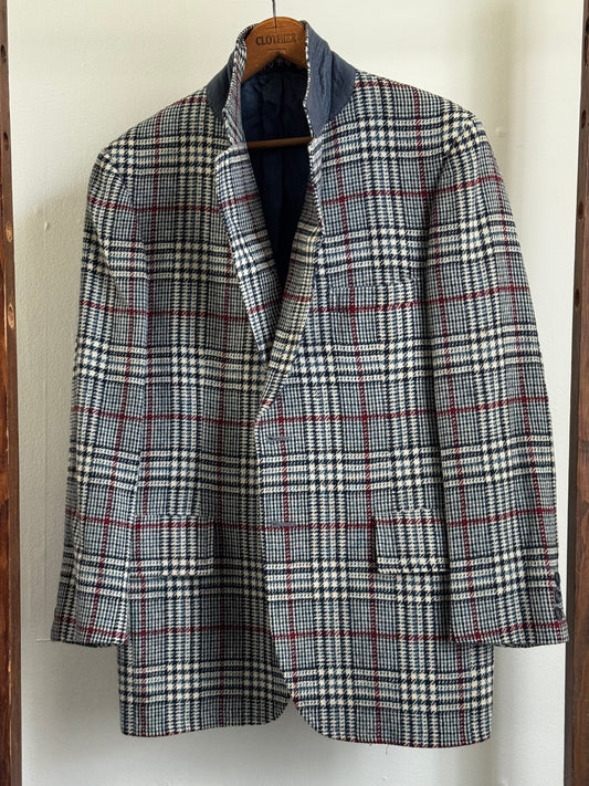 Vintage Griffon Wool Sport Coat in Blue/Cream/Burgundy