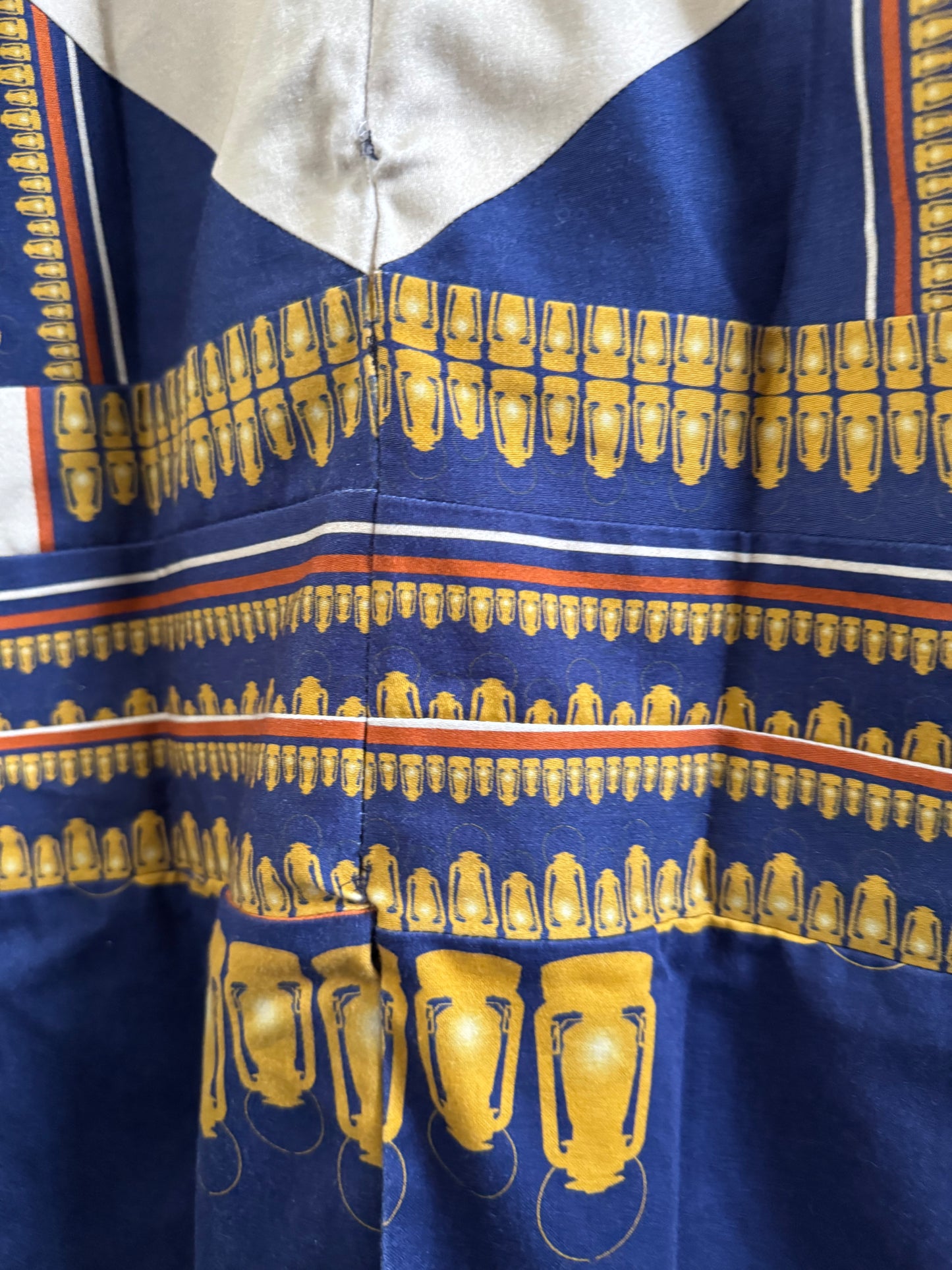 Reclaimed Charlotte Taylor Lantern Dress in Navy/Tan