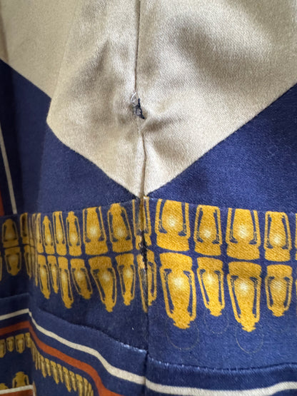 Reclaimed Charlotte Taylor Lantern Dress in Navy/Tan