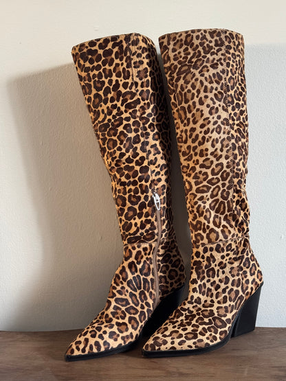 Reclaimed Dolce VIta Haircalf Western Tall Boot in Leopard