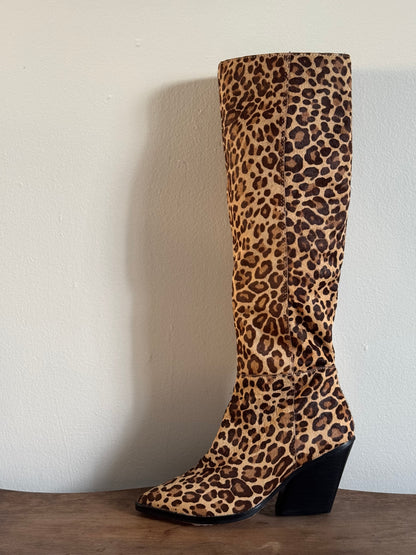 Reclaimed Dolce VIta Haircalf Western Tall Boot in Leopard