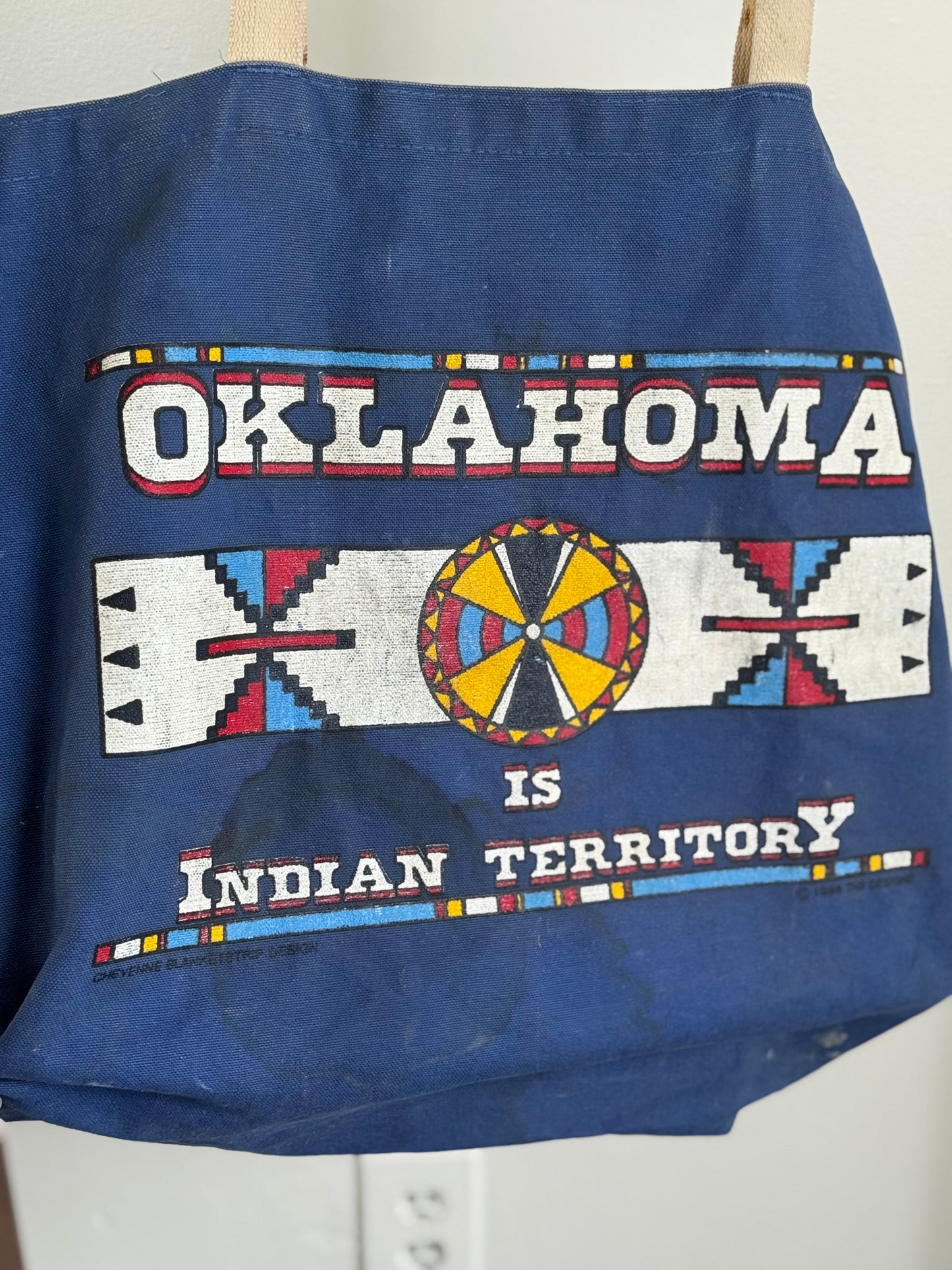 Vintage Oklahoma Tote Bag in Navy