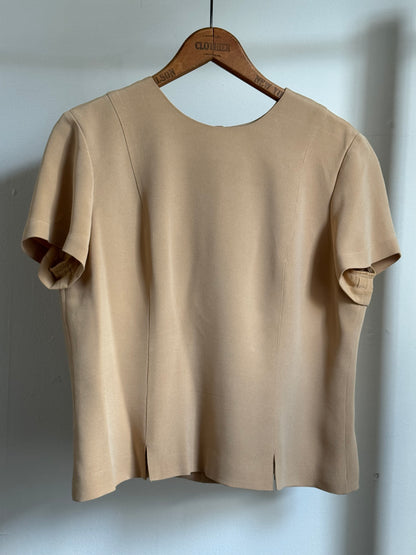 Vintage Dana Buchman Petites Silk Top & Skirt Set in Almond