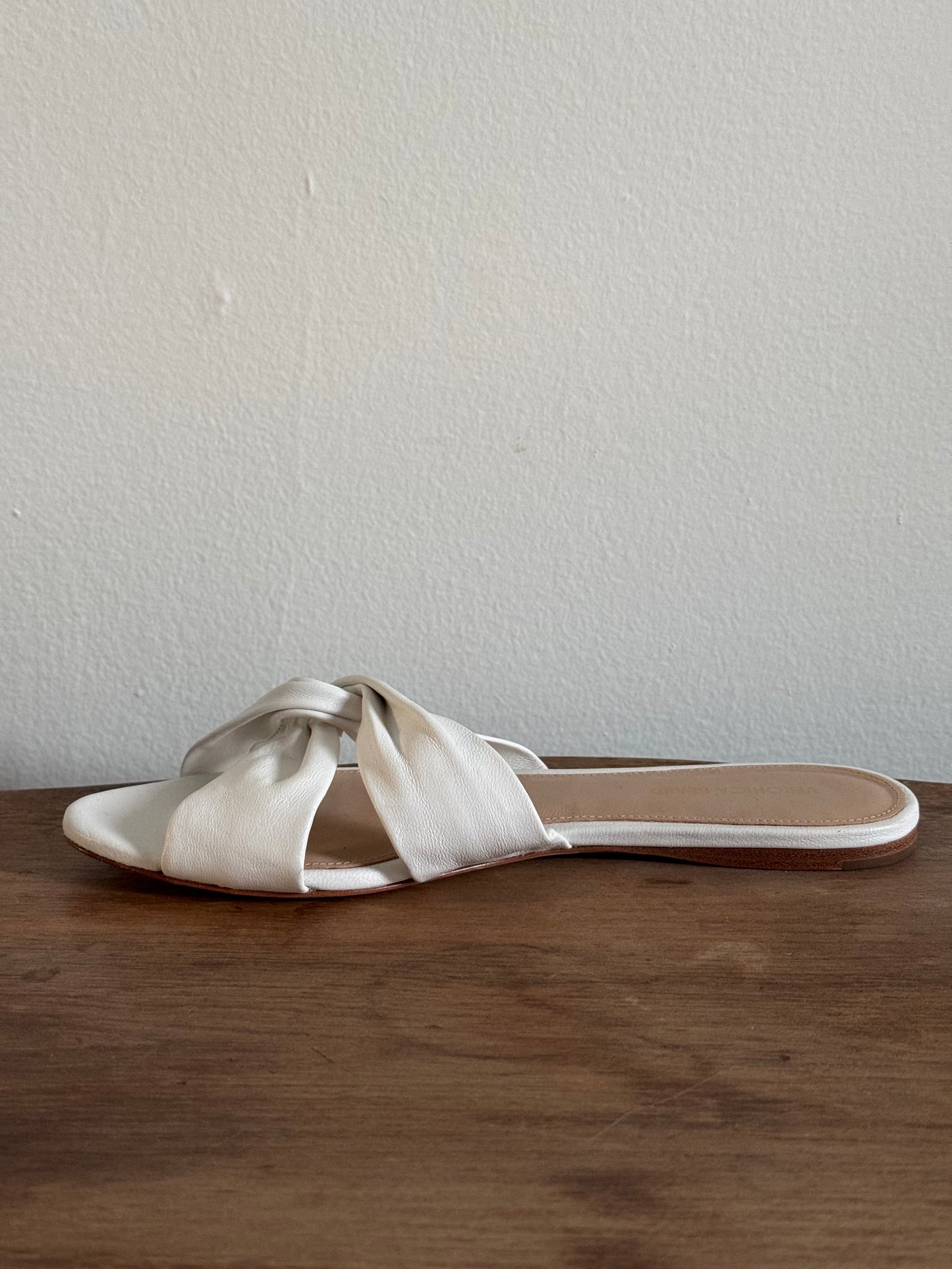 Reclaimed Veronica Beard Leather Sandals in White