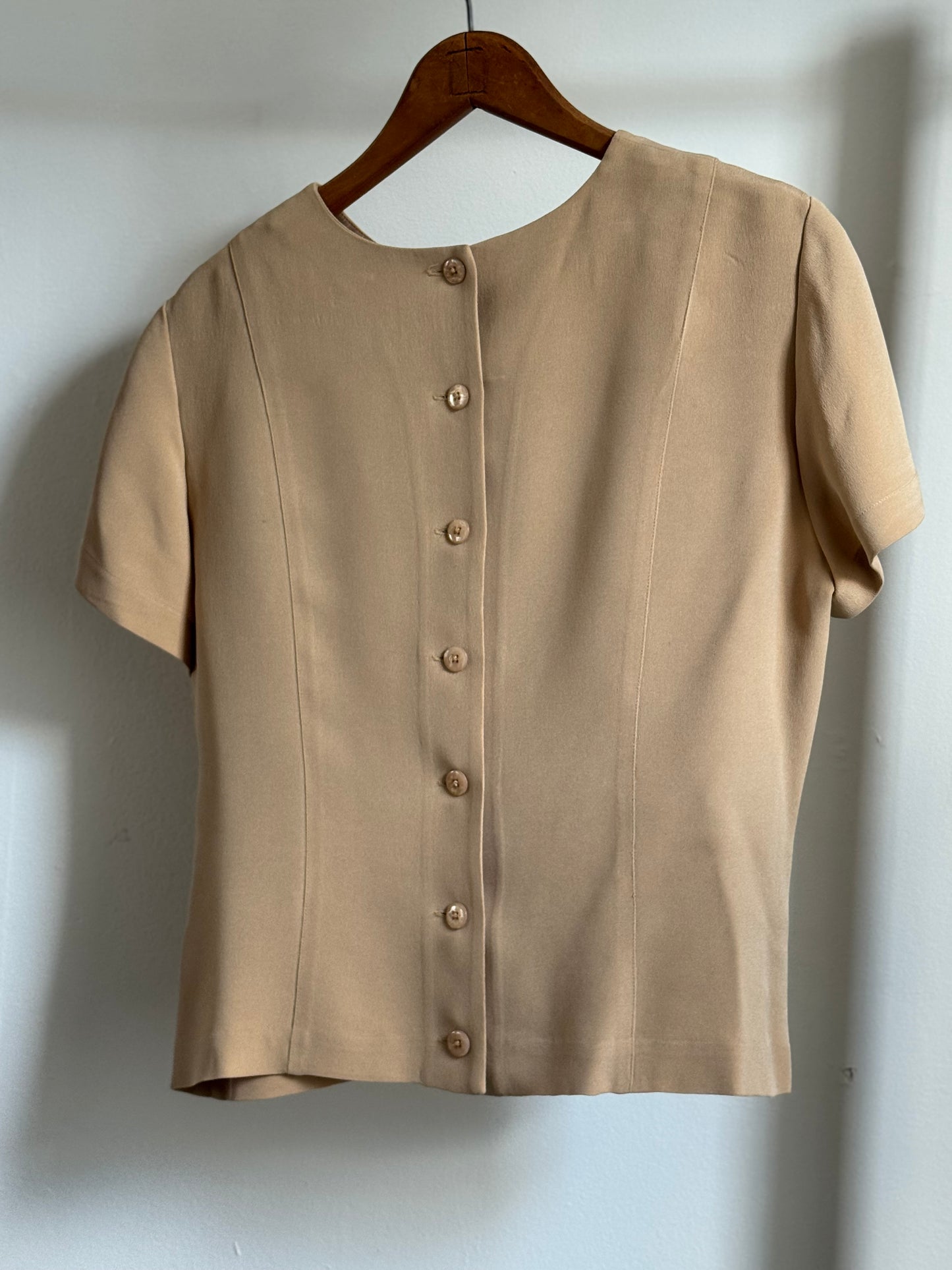 Vintage Dana Buchman Petites Silk Top & Skirt Set in Almond