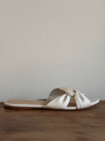 Reclaimed Veronica Beard Leather Sandals in White