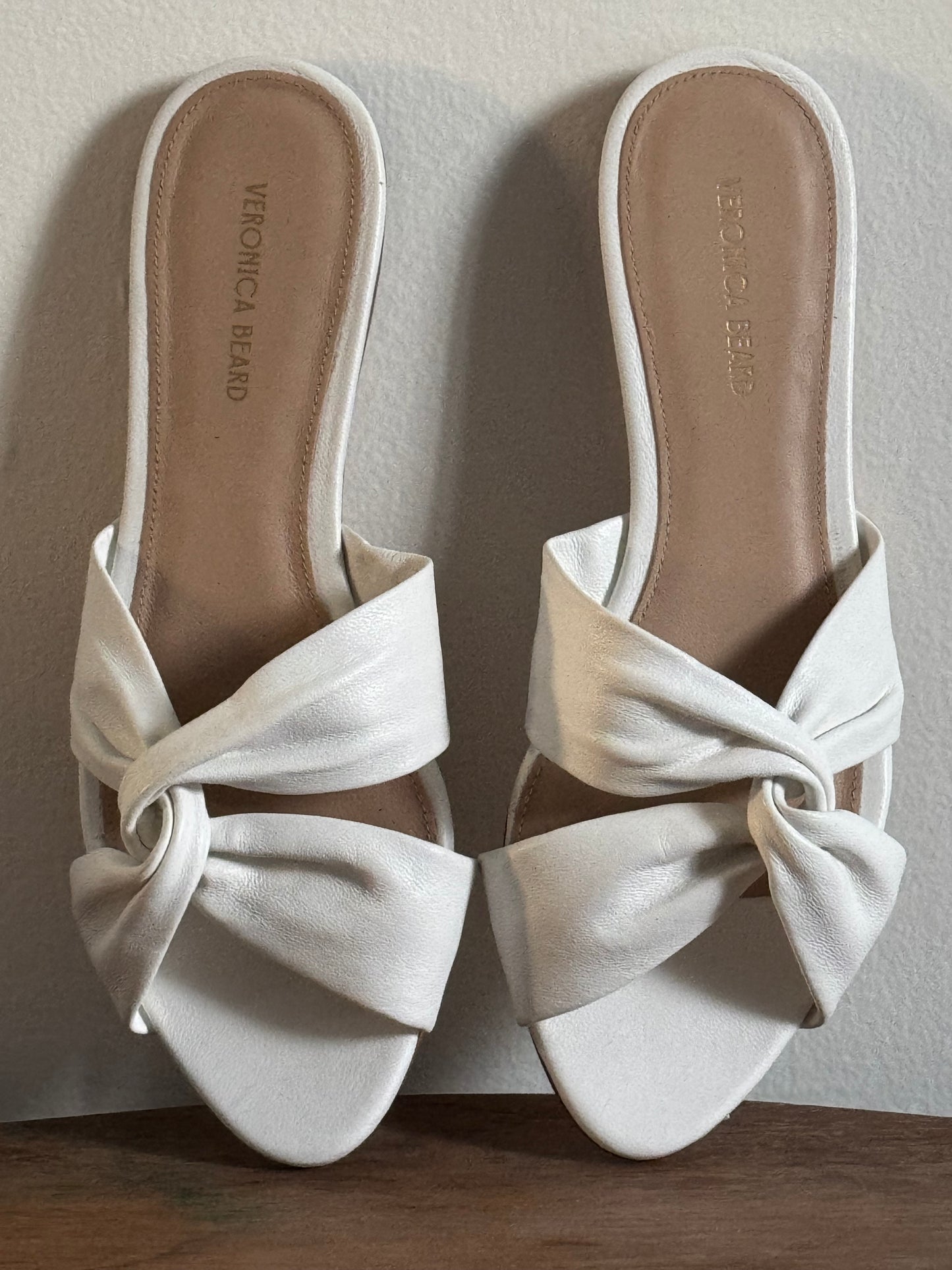 Reclaimed Veronica Beard Leather Sandals in White