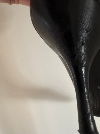 Reclaimed Coach Leather Heels in Black