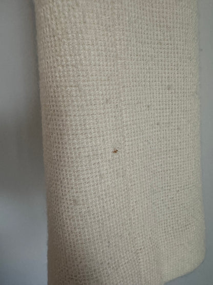 Vintage Knit Sheath Dress in Cream with Black Blanket Stitch