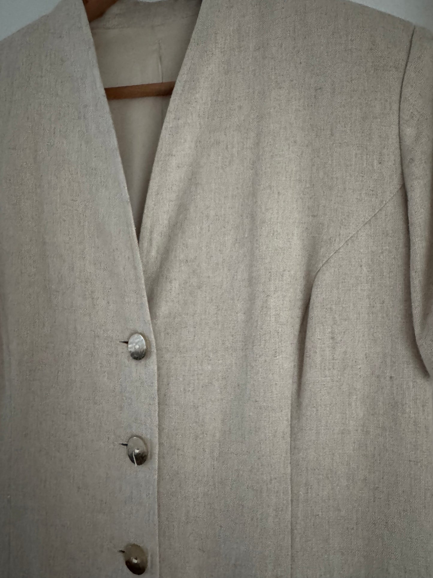 Vintage Linen/Rayon Button Up Dress in Sand