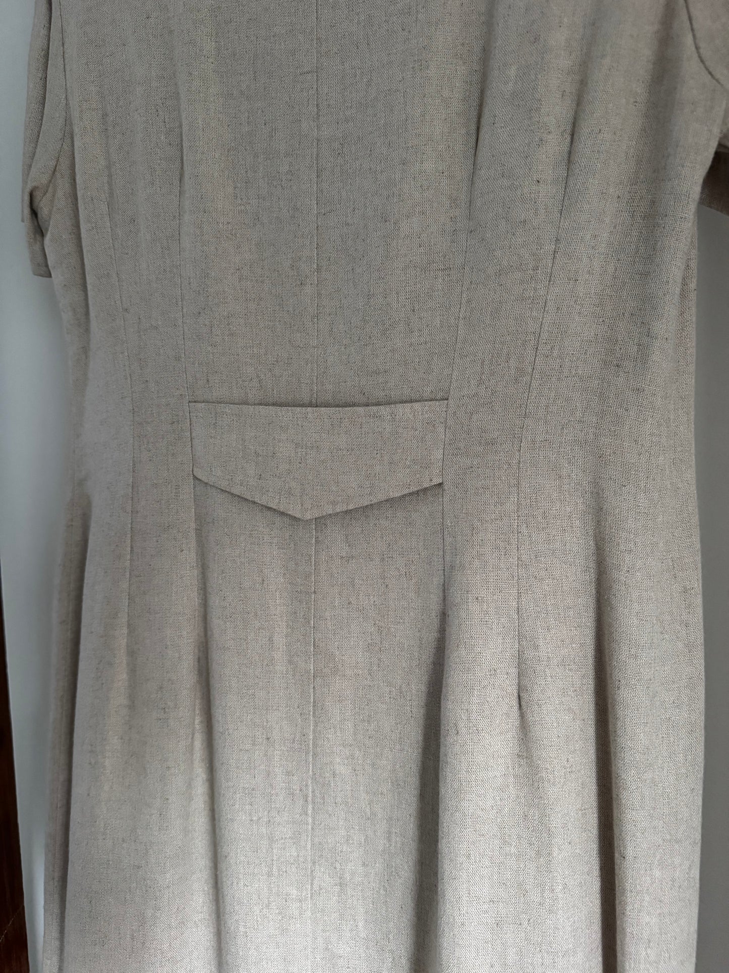 Vintage Linen/Rayon Button Up Dress in Sand