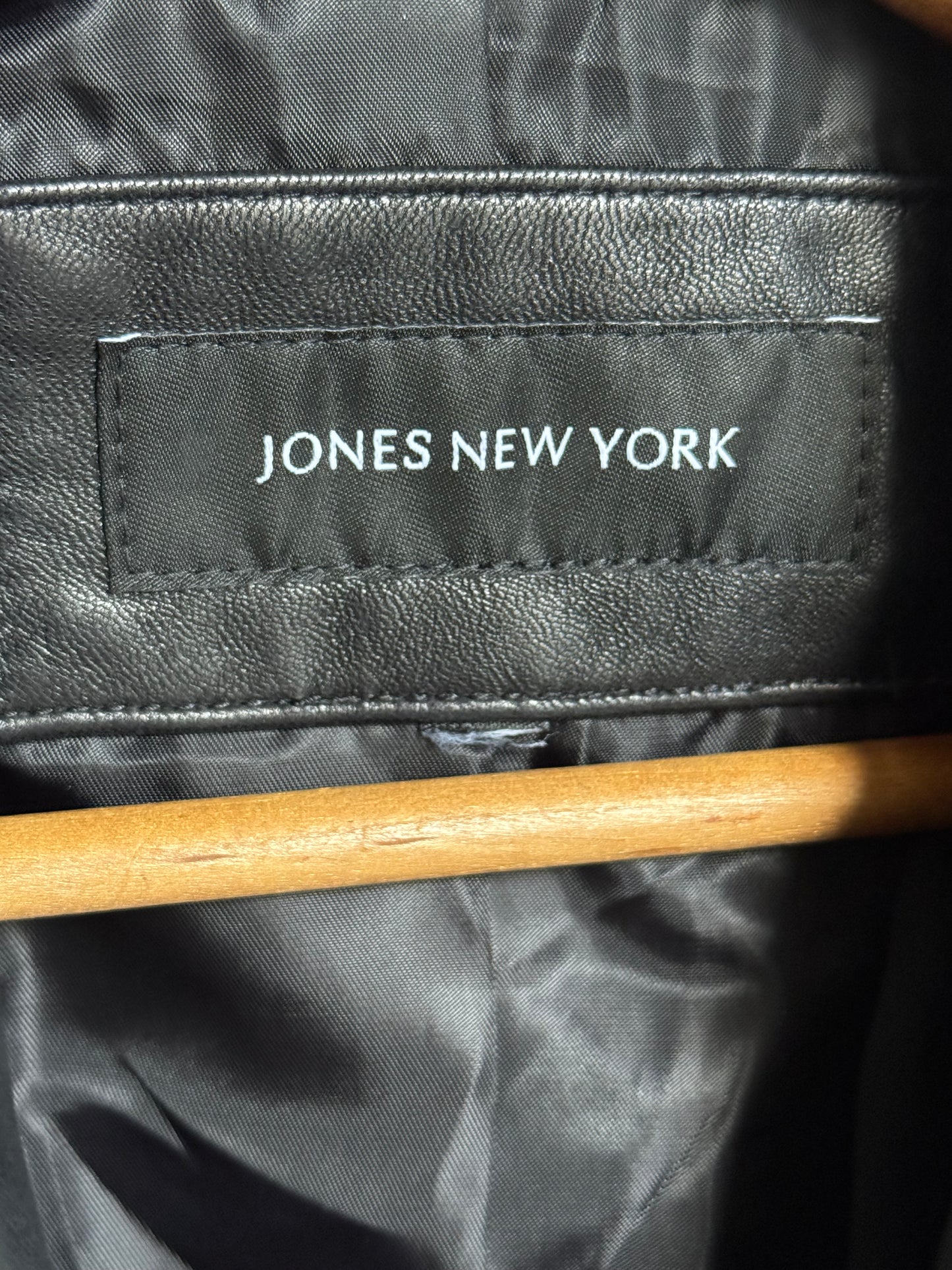 Reclaimed Jones New York Lambskin Leather Blazer in Black