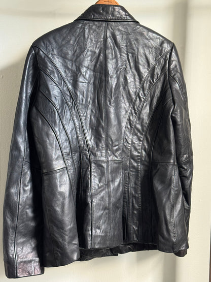 Reclaimed Jones New York Lambskin Leather Blazer in Black