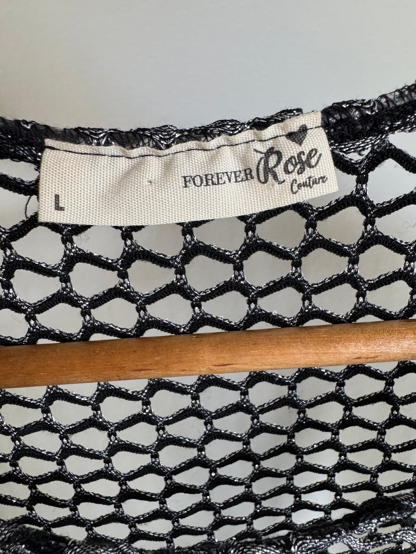 Reclaimed Fish Net Dress in Silver & Black