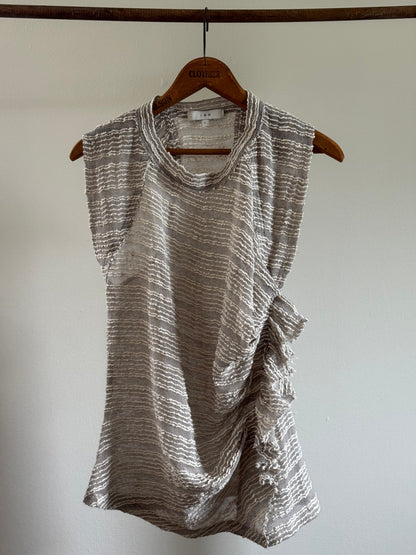 Reclaimed IRO Sheer Stripe Top in Ecru