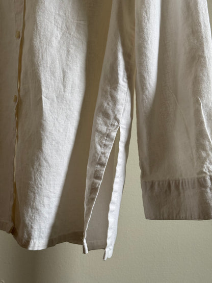 Reclaimed Linen/Cotton Button Down Shirt in Off White