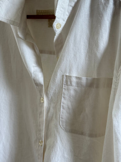 Reclaimed Linen/Cotton Button Down Shirt in Off White