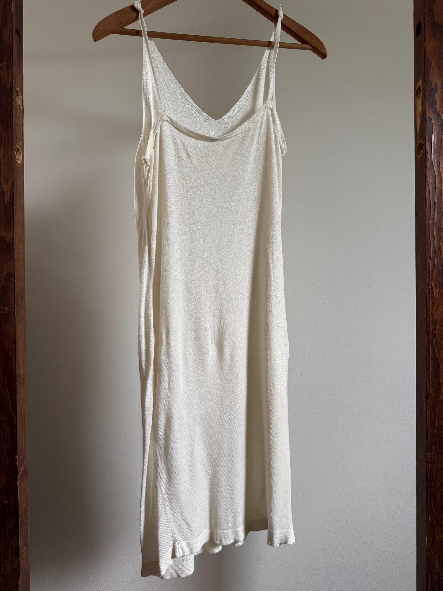 Reclaimed Knit Slip Dress in Cream