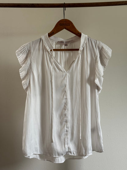 Reclaimed Catherine Malandrino Ruffle Top in White