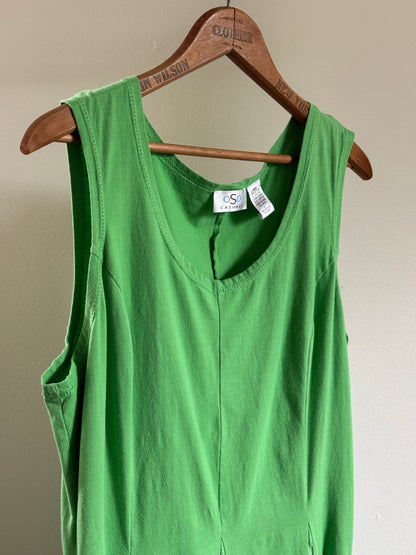 Reclaimed OSO Casuals Cotton Drop Waist Dress in Green