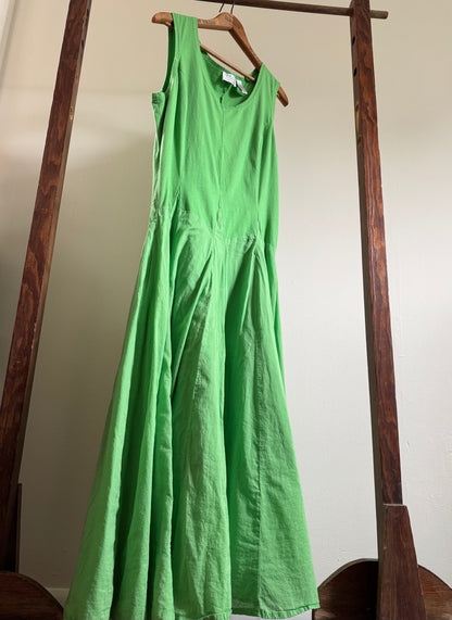 Reclaimed OSO Casuals Cotton Drop Waist Dress in Green