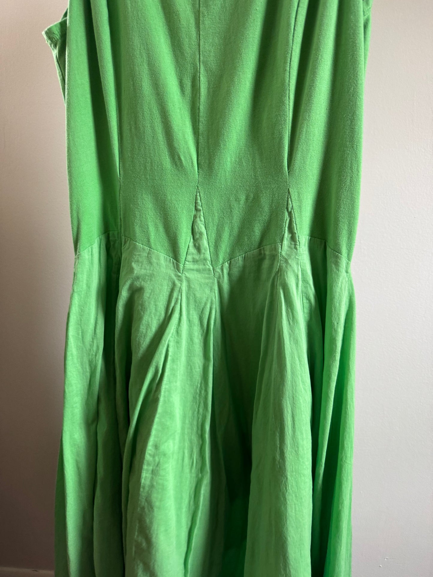 Reclaimed OSO Casuals Cotton Drop Waist Dress in Green