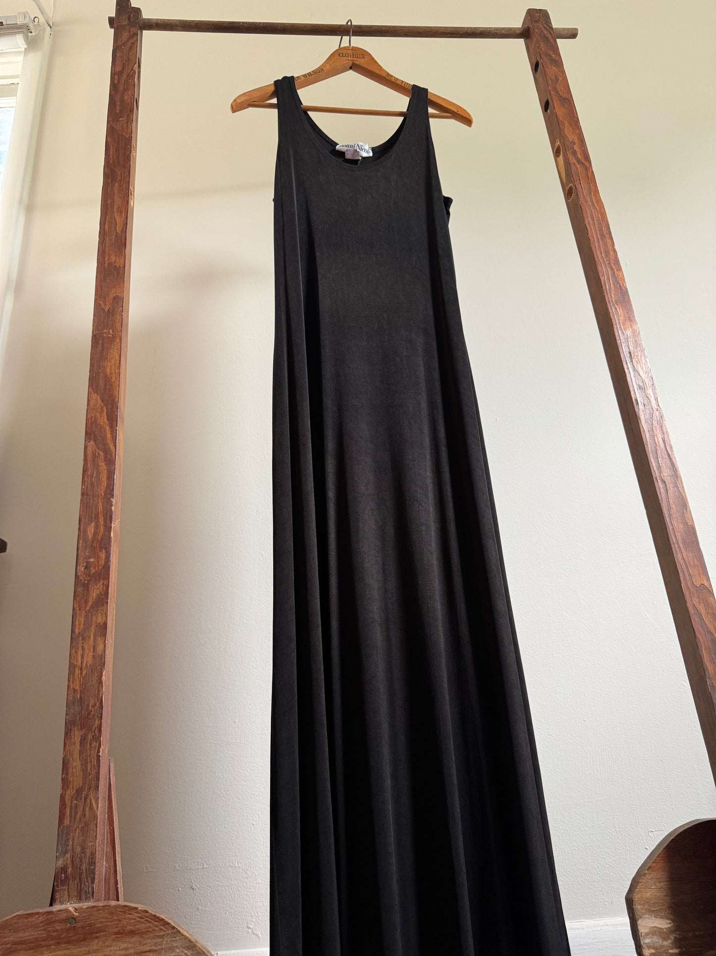 Vintage Ronni Nicole Slinky Long Tank Dress in Black