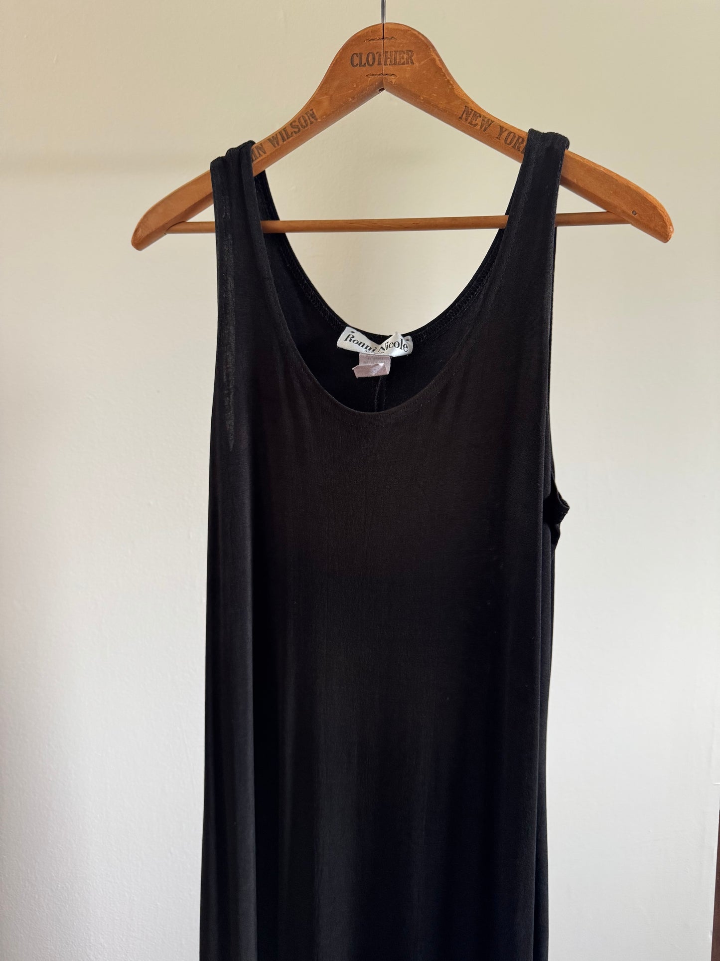 Vintage Ronni Nicole Slinky Long Tank Dress in Black