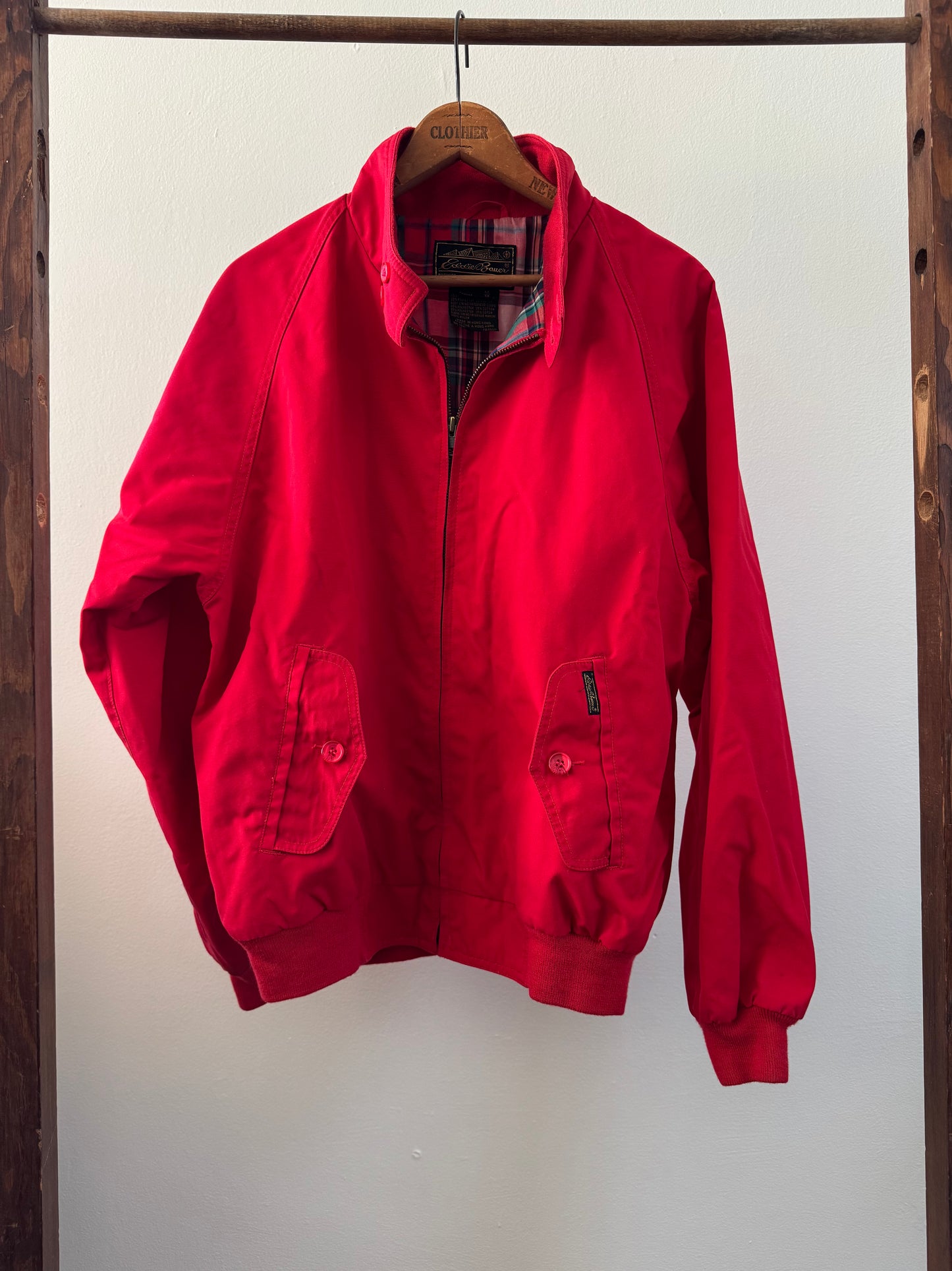 Reclaimed Eddie Bower Bomber Jacket in Red