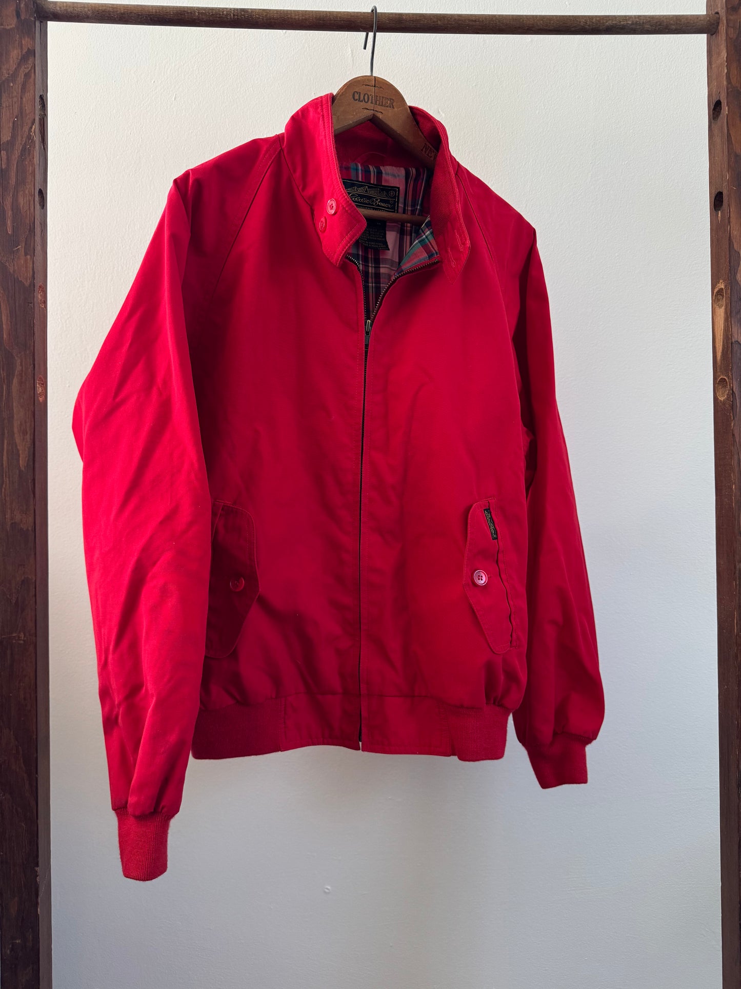 Reclaimed Eddie Bower Bomber Jacket in Red