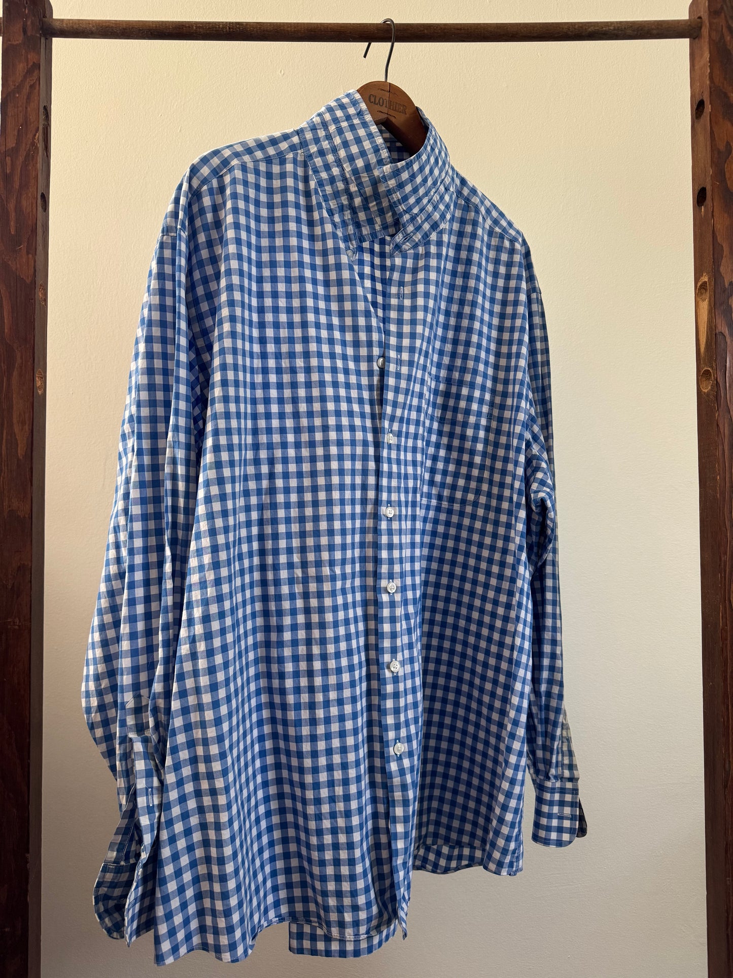 Reclaimed Gingham Button Down Shirt in Blue