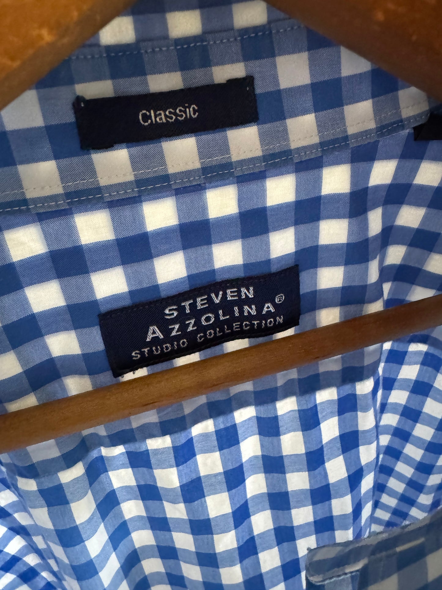 Reclaimed Gingham Button Down Shirt in Blue